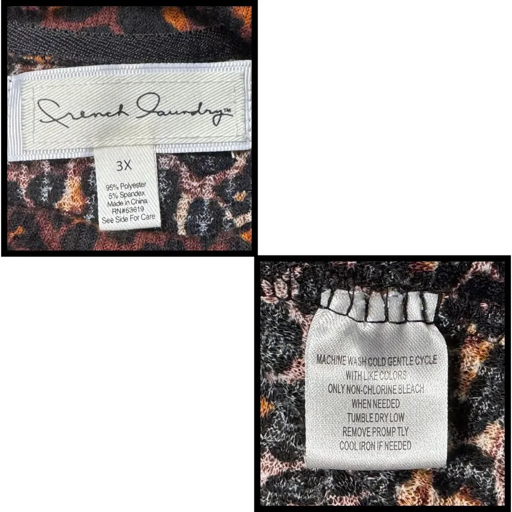 French Laundry Womens‎ Sweater Turtleneck Leopard Buttons Knit 3X Casual Classic